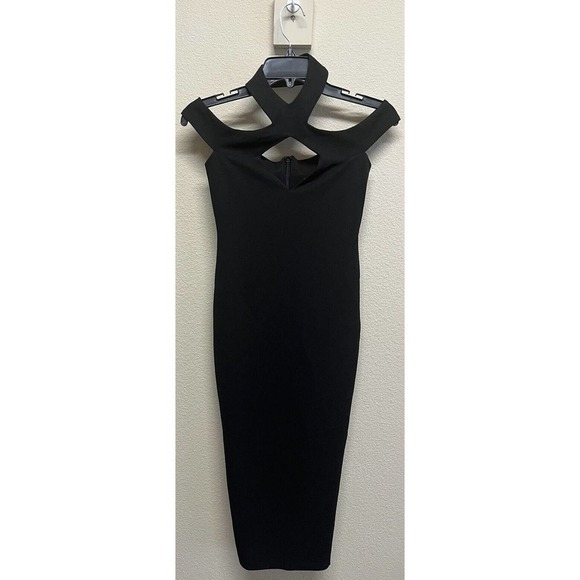 NOOKIE Black Hollywood Crepe Midi Dress Size Small NEW - Picture 2 of 11